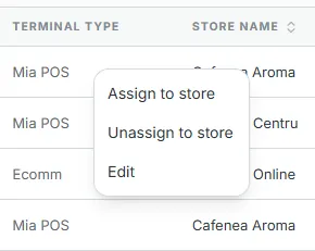 the context menu open with a right-click on a seller row, with the Edit / Reassign / Suspend / Delete actions.