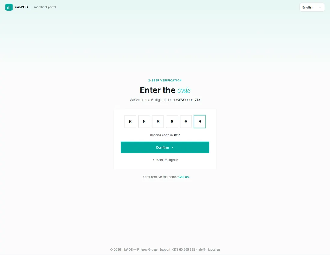 the 6 fields filled in, the “Confirm” button active.