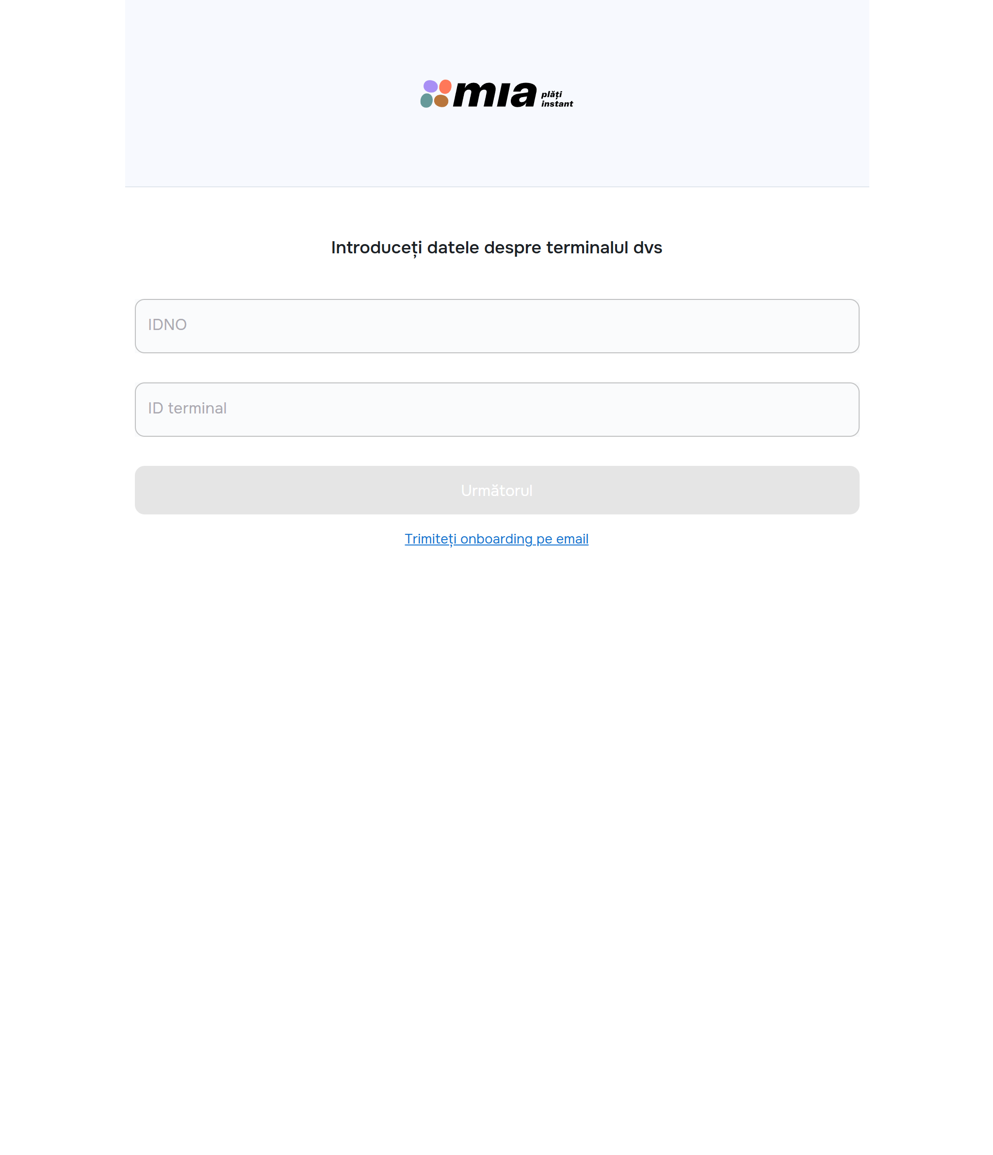 Terminal data entry screen — IDNO + Terminal ID