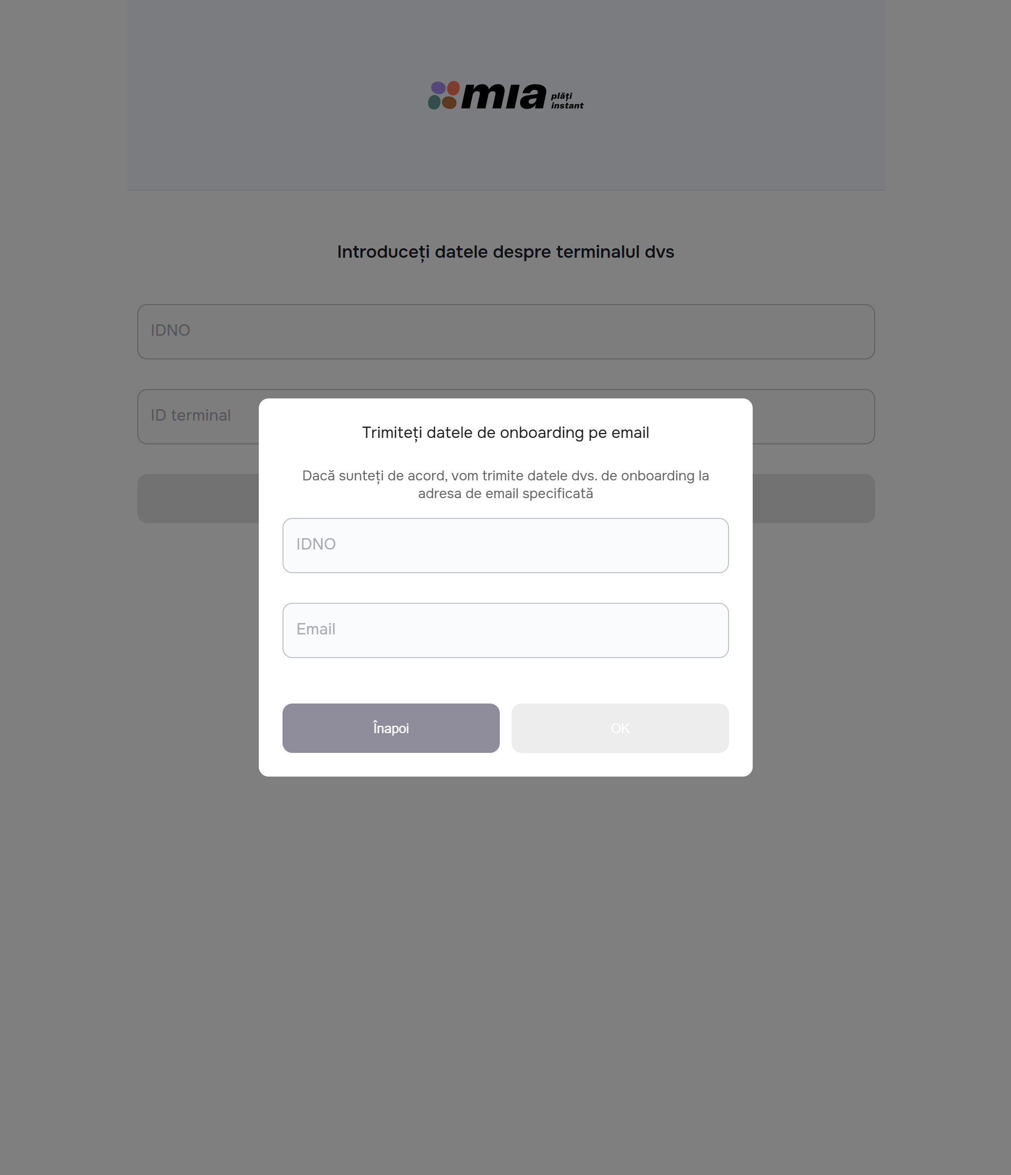 Modal — Send your onboarding data to email