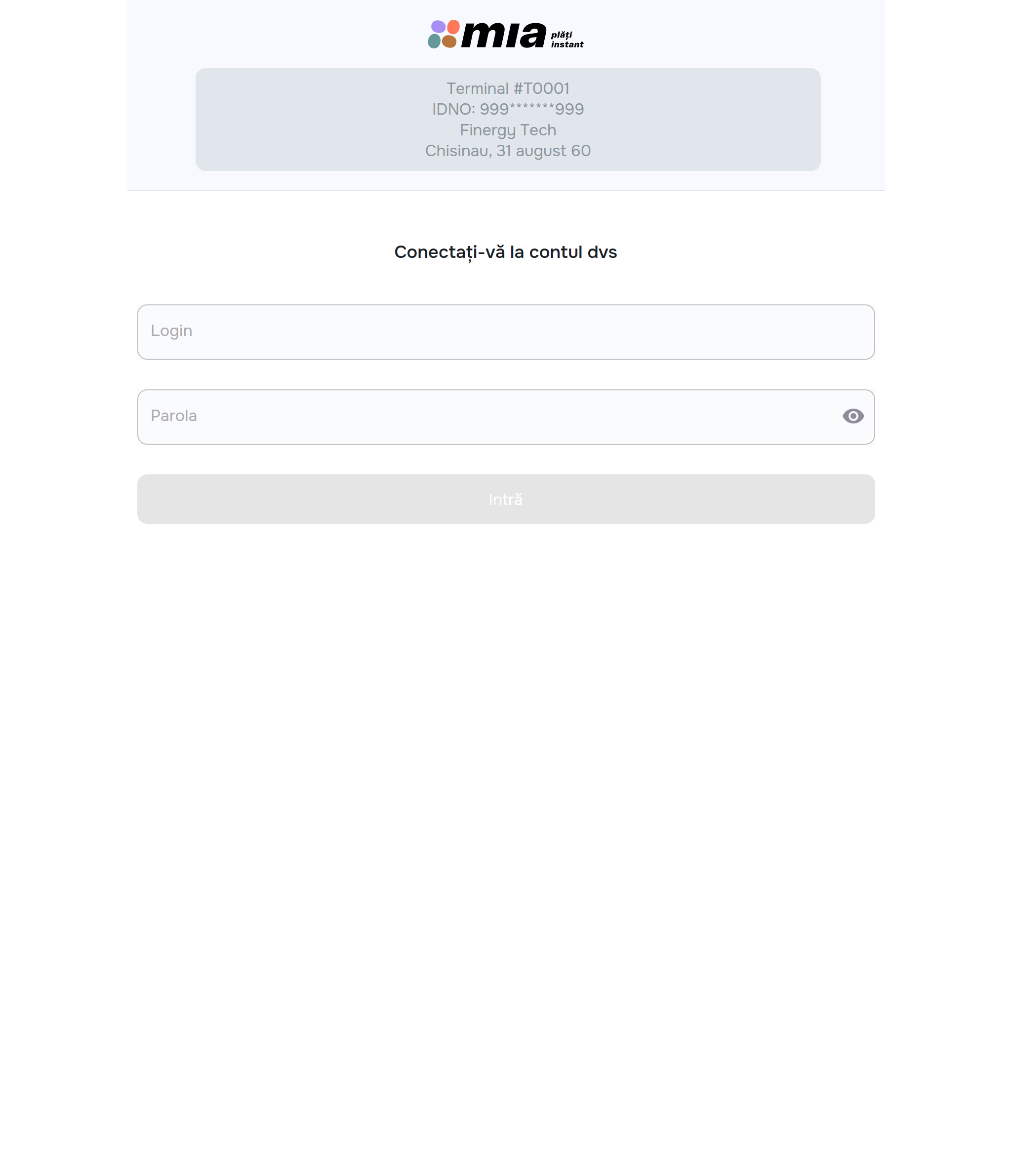 Sign in to your account screen — Login + Password