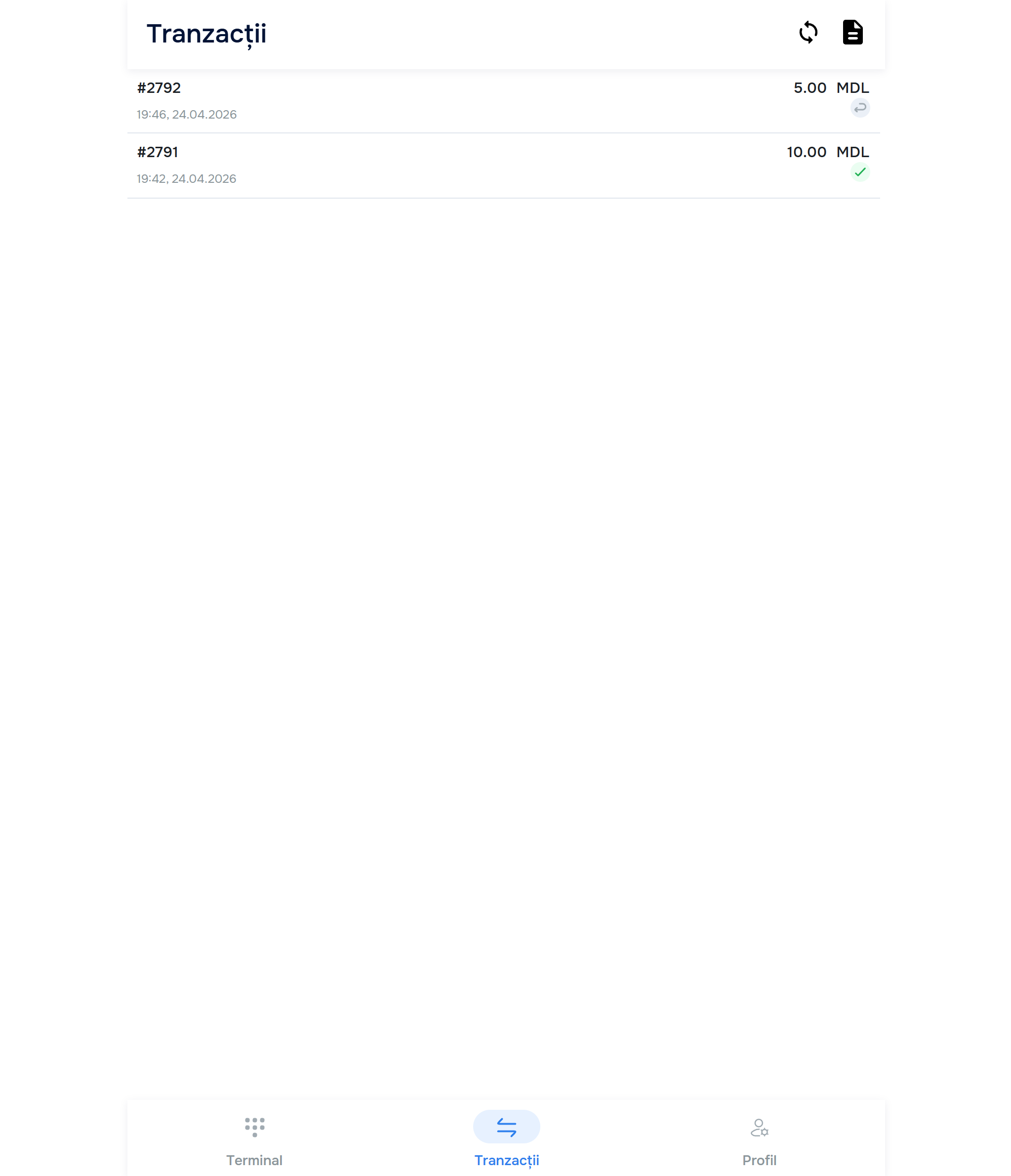 Refund-transaction detail #2792 — Status PARTIALLY REFUNDED + MOCK message type